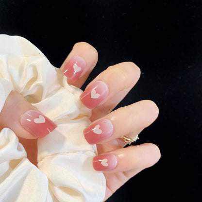 Nude Peach Sweet Heart Short Square Press-on Nails
