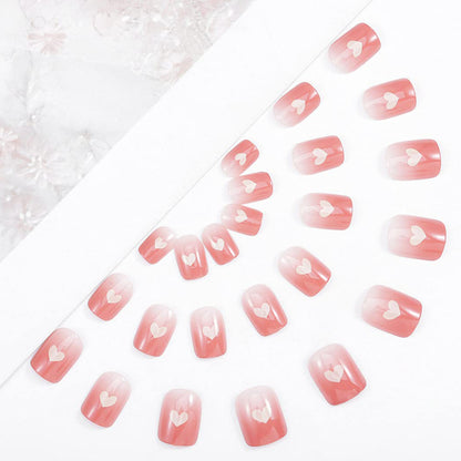 Nude Peach Sweet Heart Short Square Press-on Nails