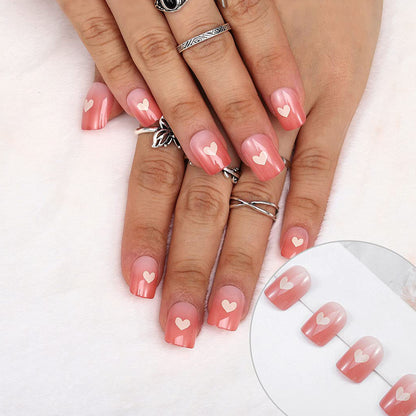Nude Peach Sweet Heart Short Square Press-on Nails