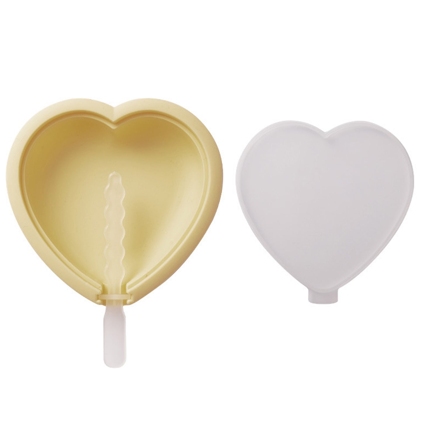 Heart & Striped Shaped Silicone Popsicles Molds (Set of 4)
