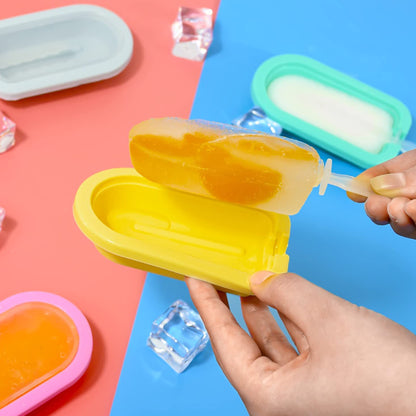 Heart & Striped Shaped Silicone Popsicles Molds (Set of 4)