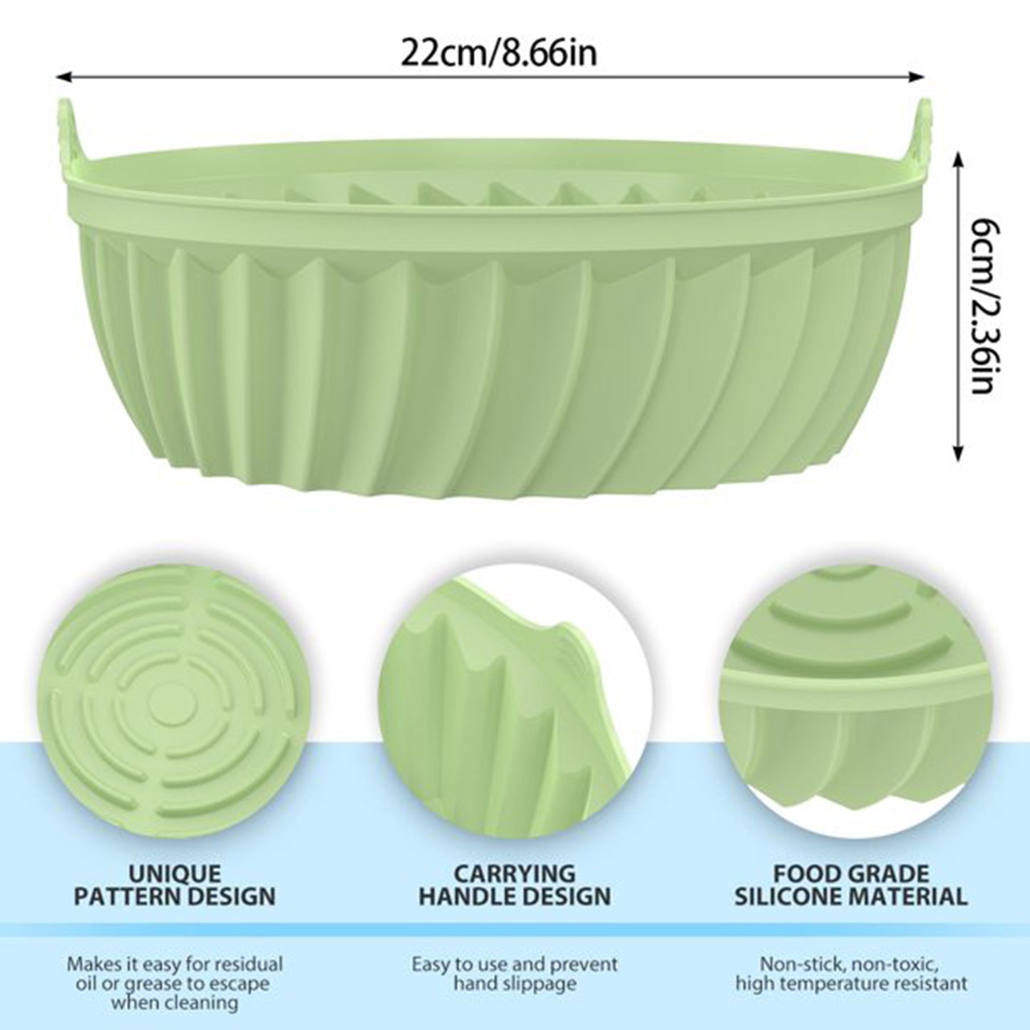 Dual-Handle Silicone Pot Air Fryers Tray