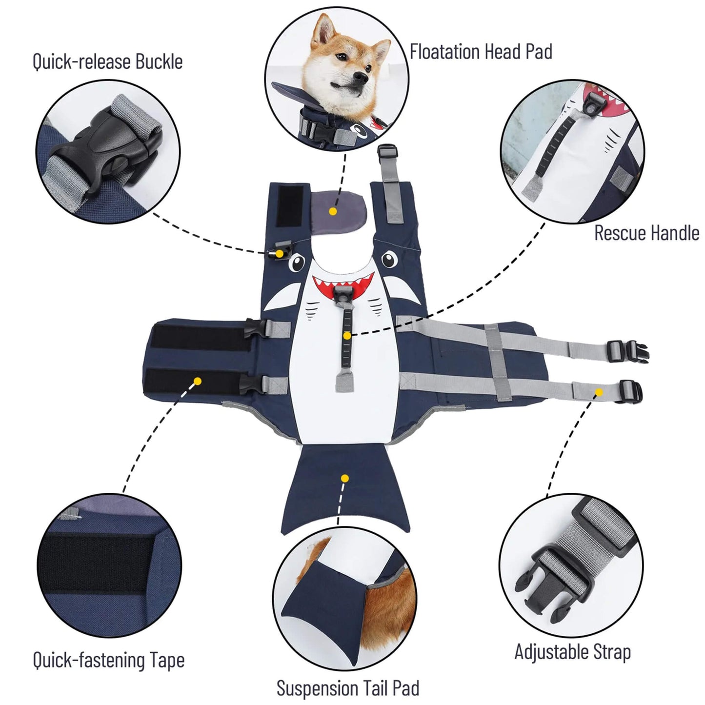 Summer Dog Shark Life Jacket Swimwear