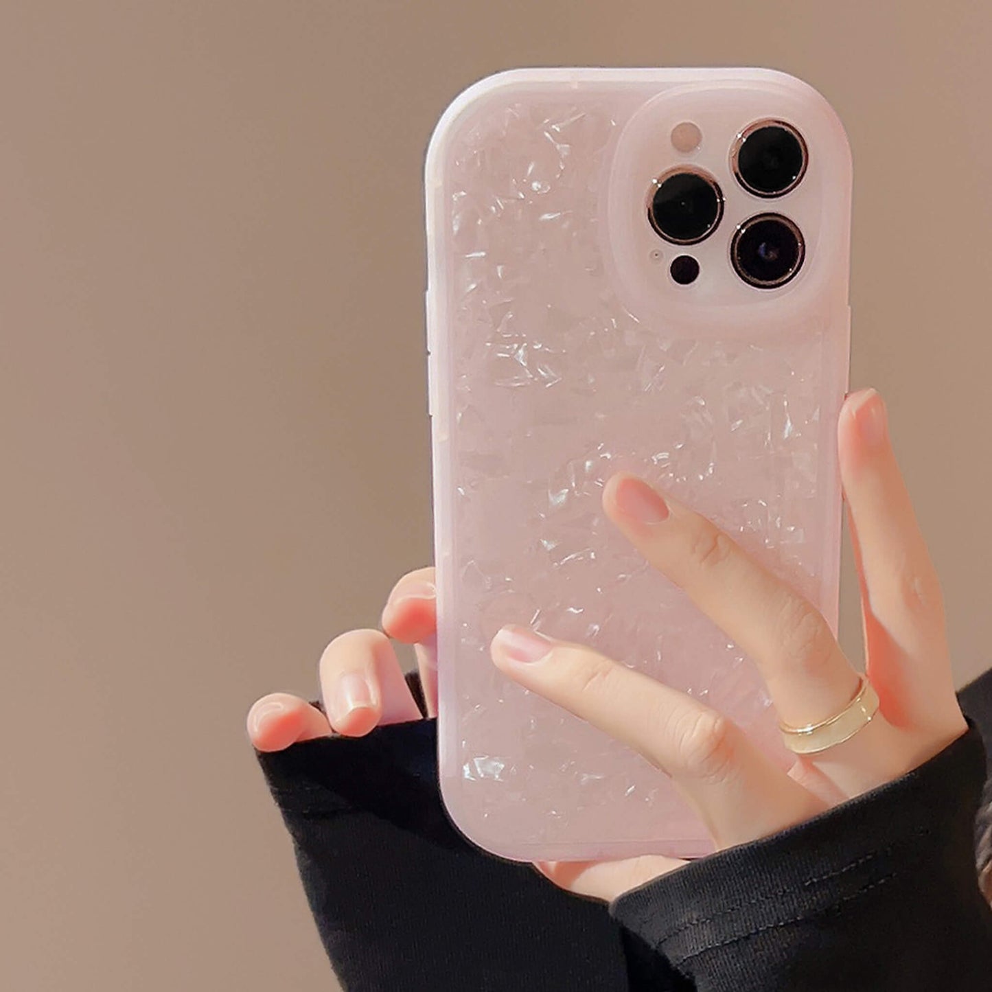 Shiny Pearl Shell Textured Protective Case for Apple iPhone