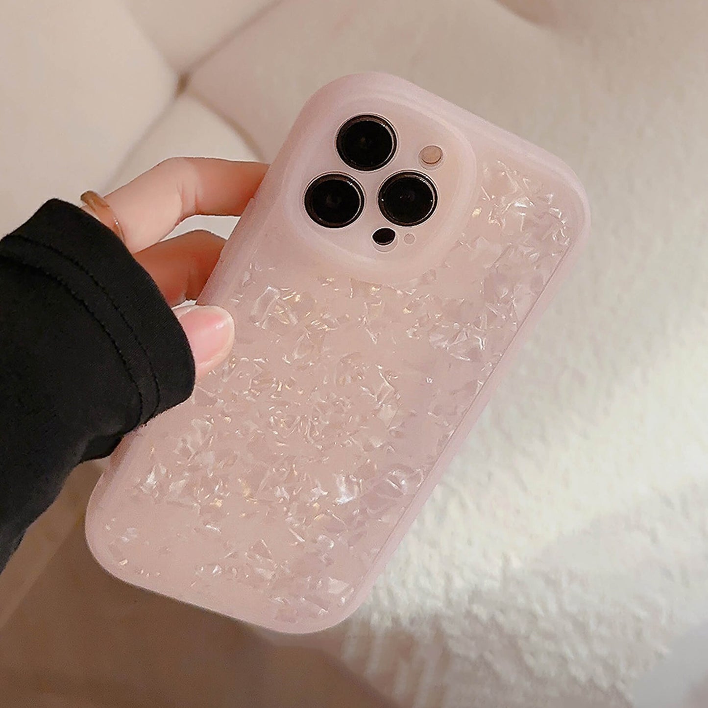 Shiny Pearl Shell Textured Protective Case for Apple iPhone