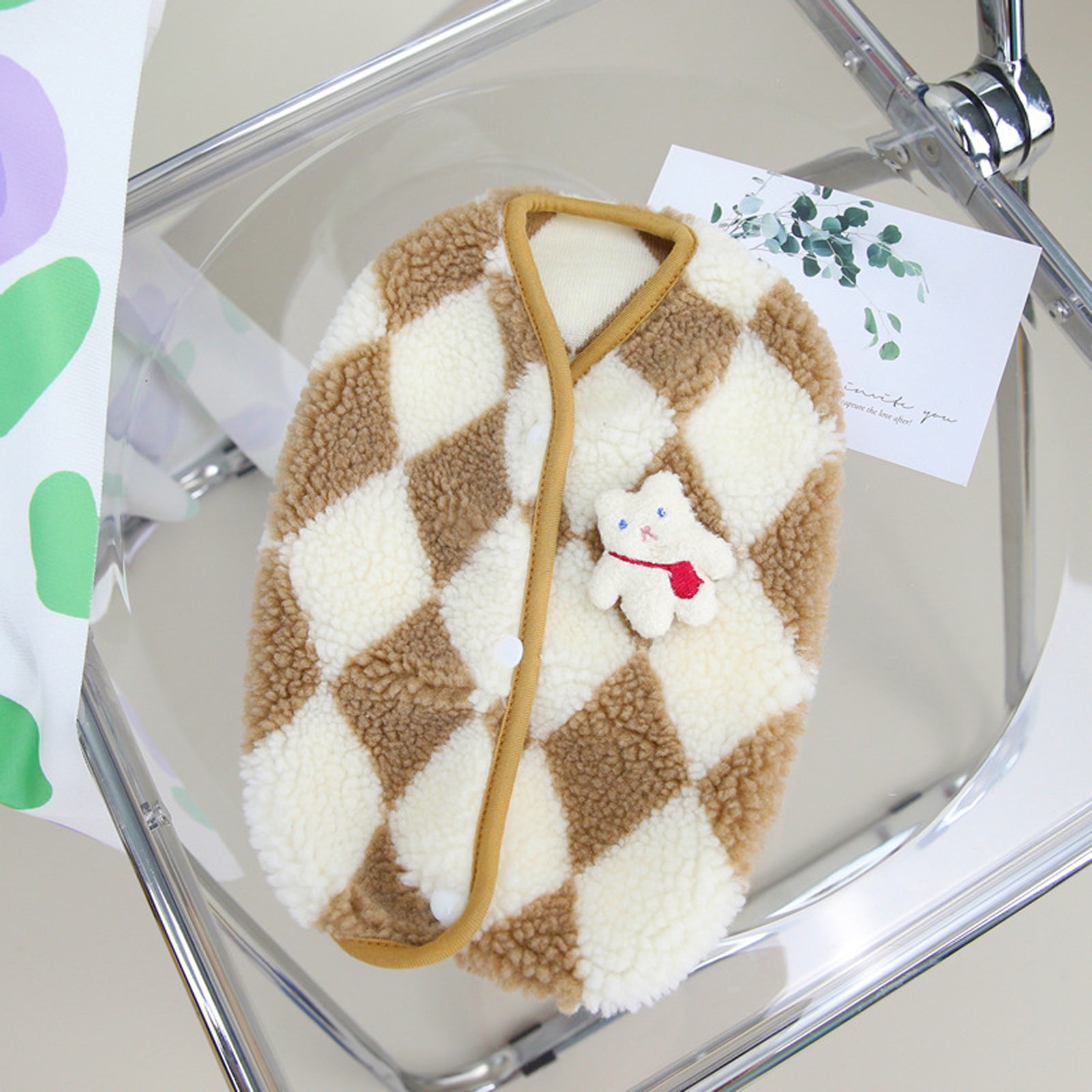 Argyle Pattern Vest Dog Sweater Pet Puppy Clothing.