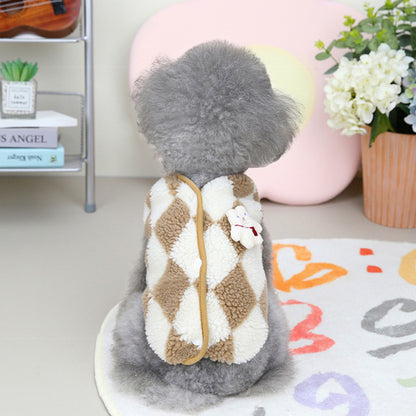 Argyle Pattern Vest Dog Sweater Pet Puppy Clothing.