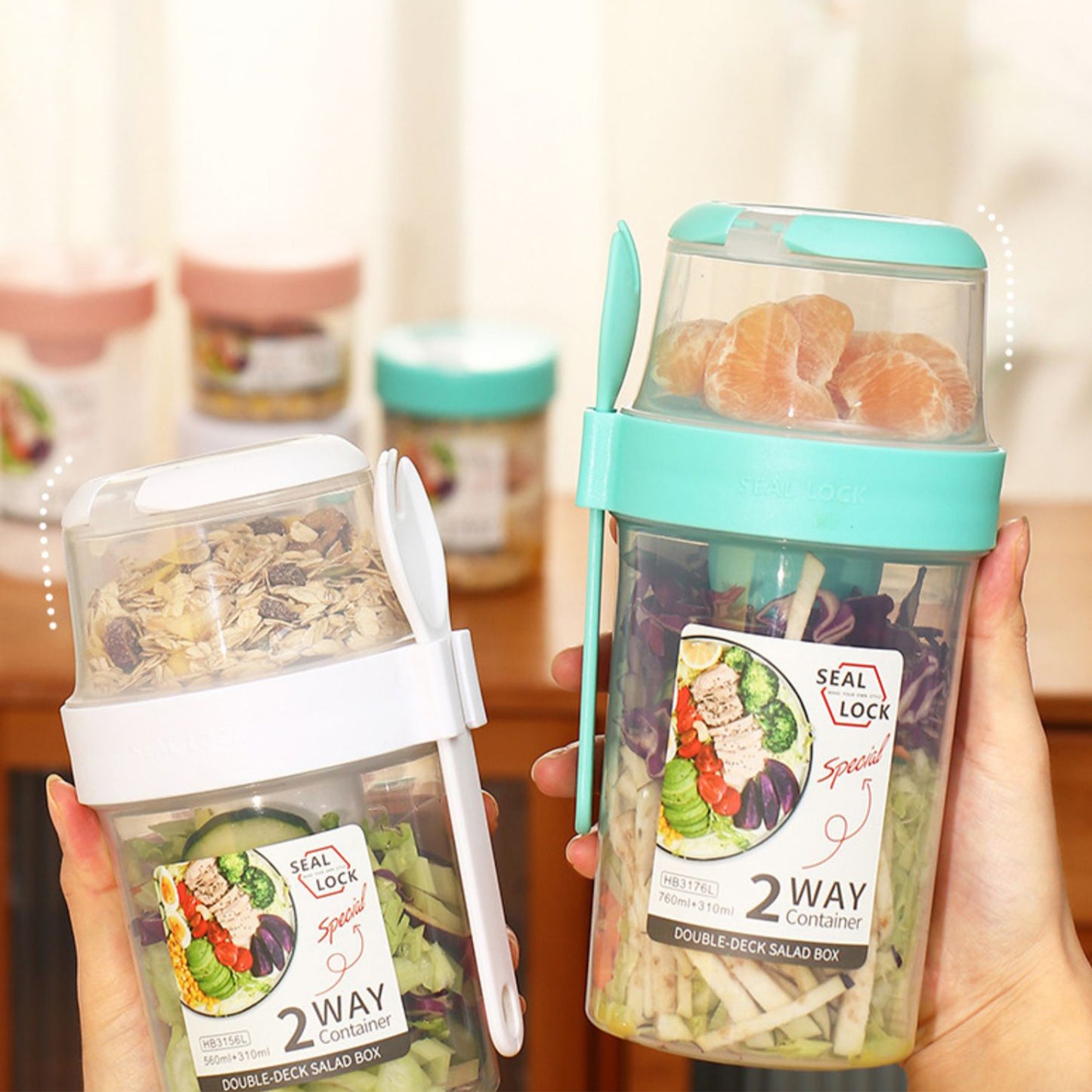 Double-layered Food Container Salad Cereals Shaker Cup