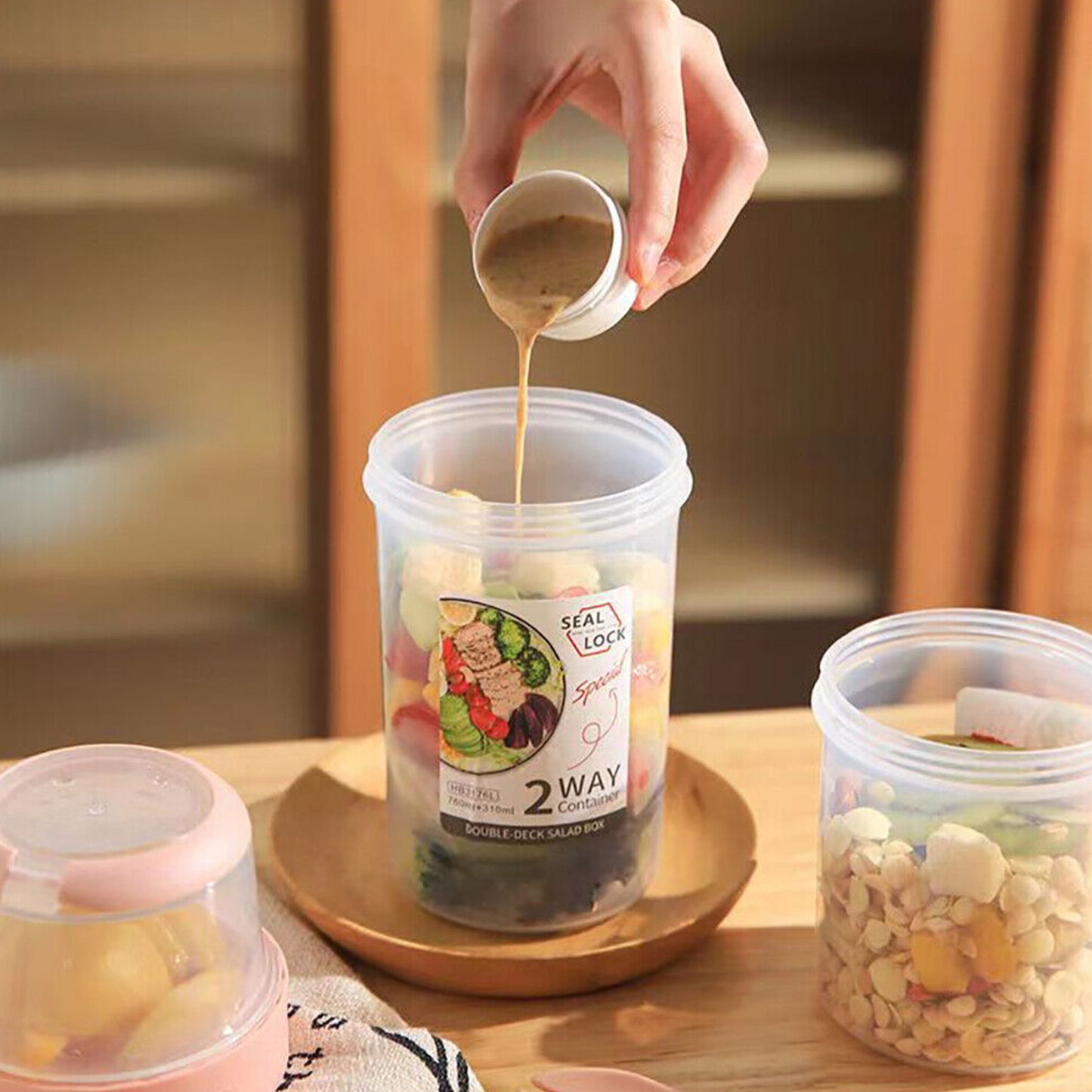 Double-layered Food Container Salad Cereals Shaker Cup