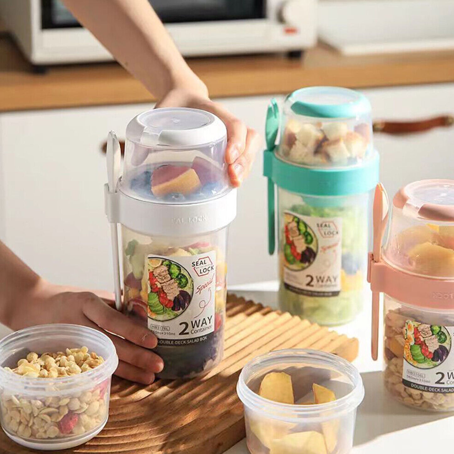 Double-layered Food Container Salad Cereals Shaker Cup