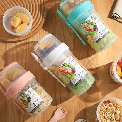 Double-layered Food Container Salad Cereals Shaker Cup