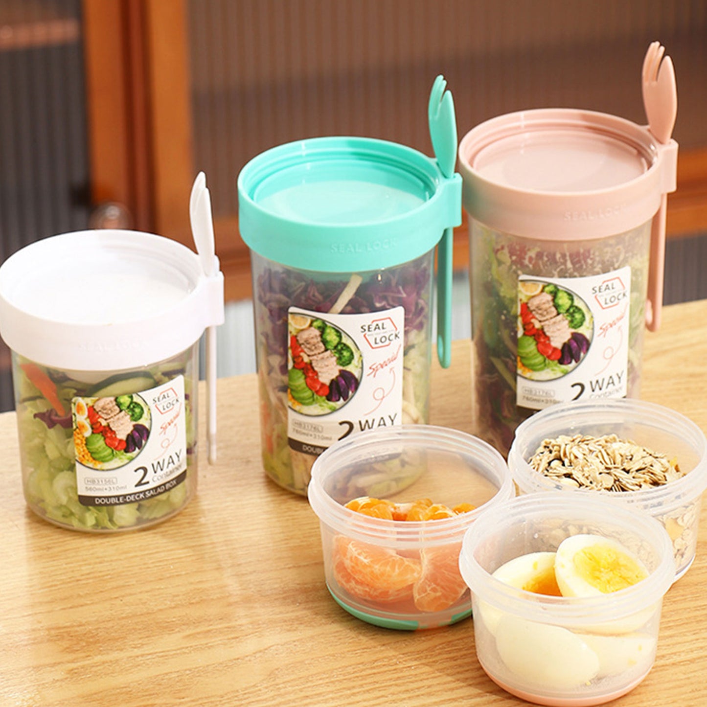 Double-layered Food Container Salad Cereals Shaker Cup