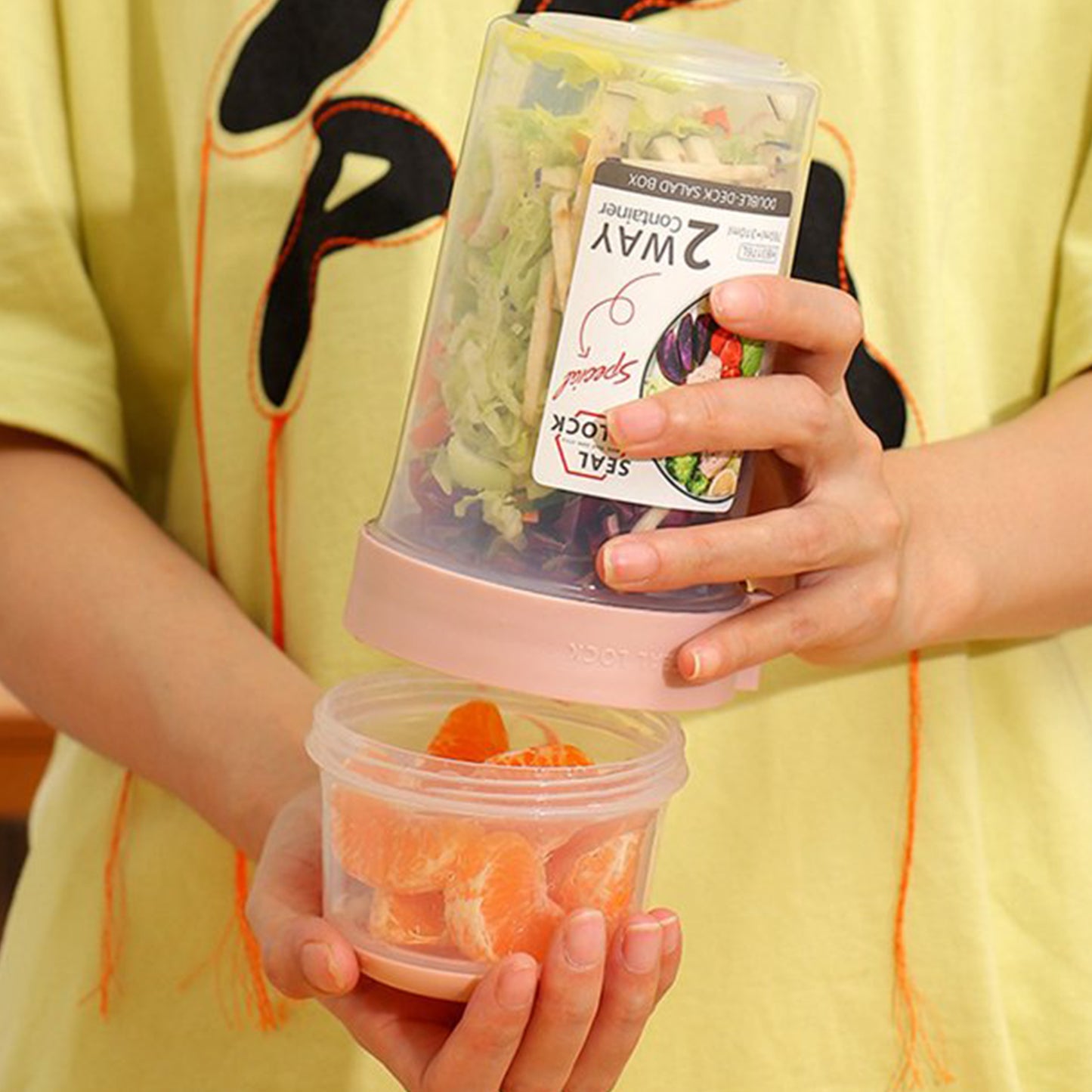 Double-layered Food Container Salad Cereals Shaker Cup