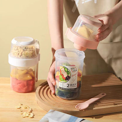 Double-layered Food Container Salad Cereals Shaker Cup