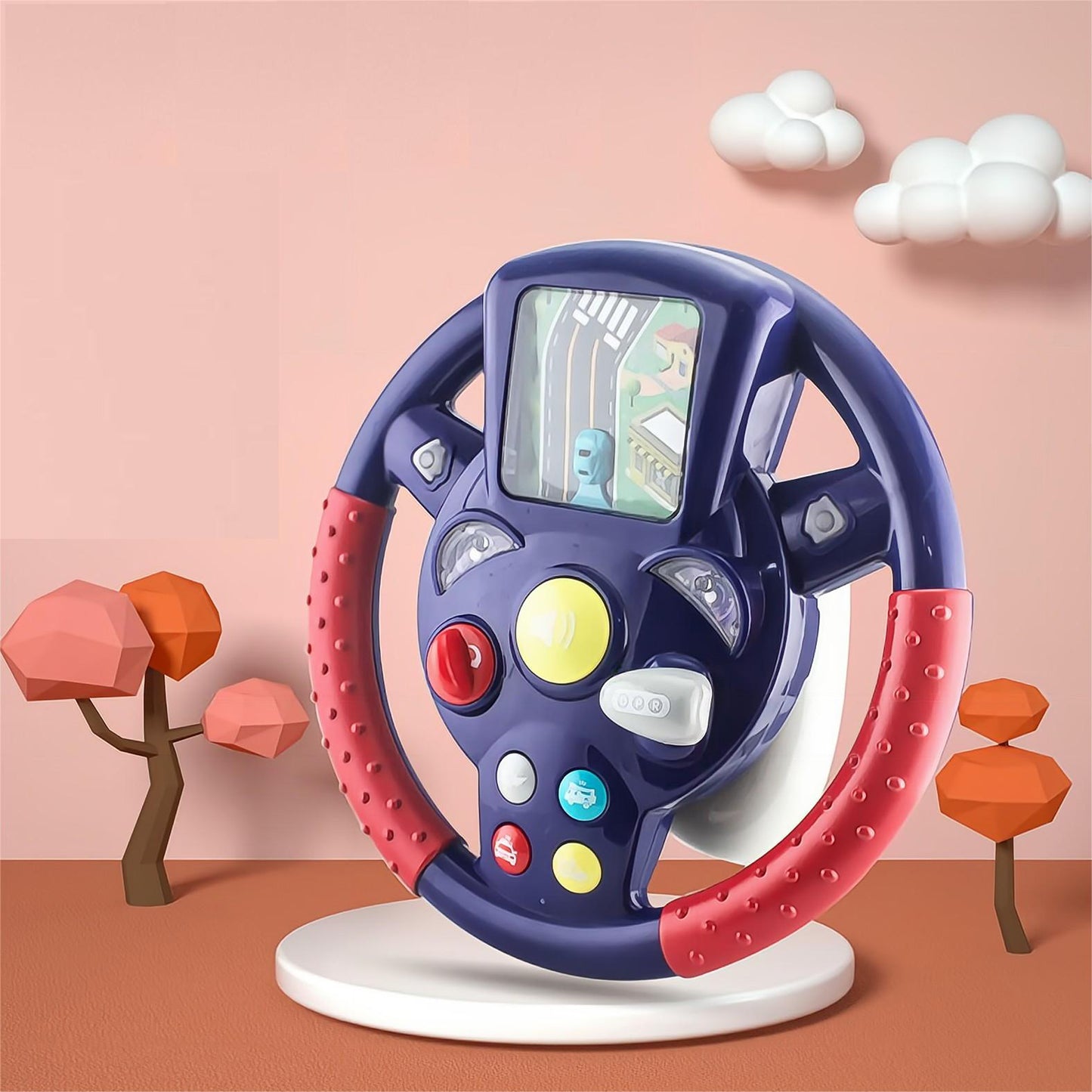 Car Simulation Steering Wheel Musical Toy for 3 Years+ Boys Girls.