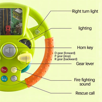 Car Simulation Steering Wheel Musical Toy for 3 Years+ Boys Girls.