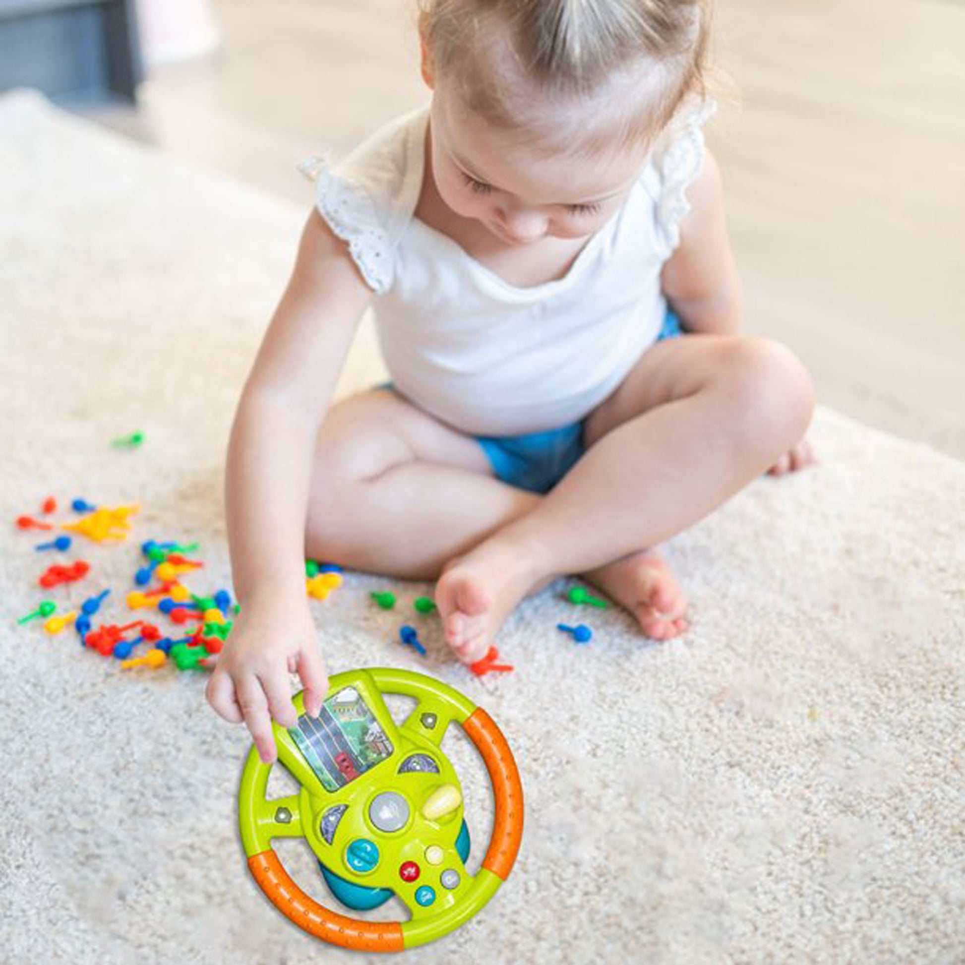 Car Simulation Steering Wheel Musical Toy for 3 Years+ Boys Girls.