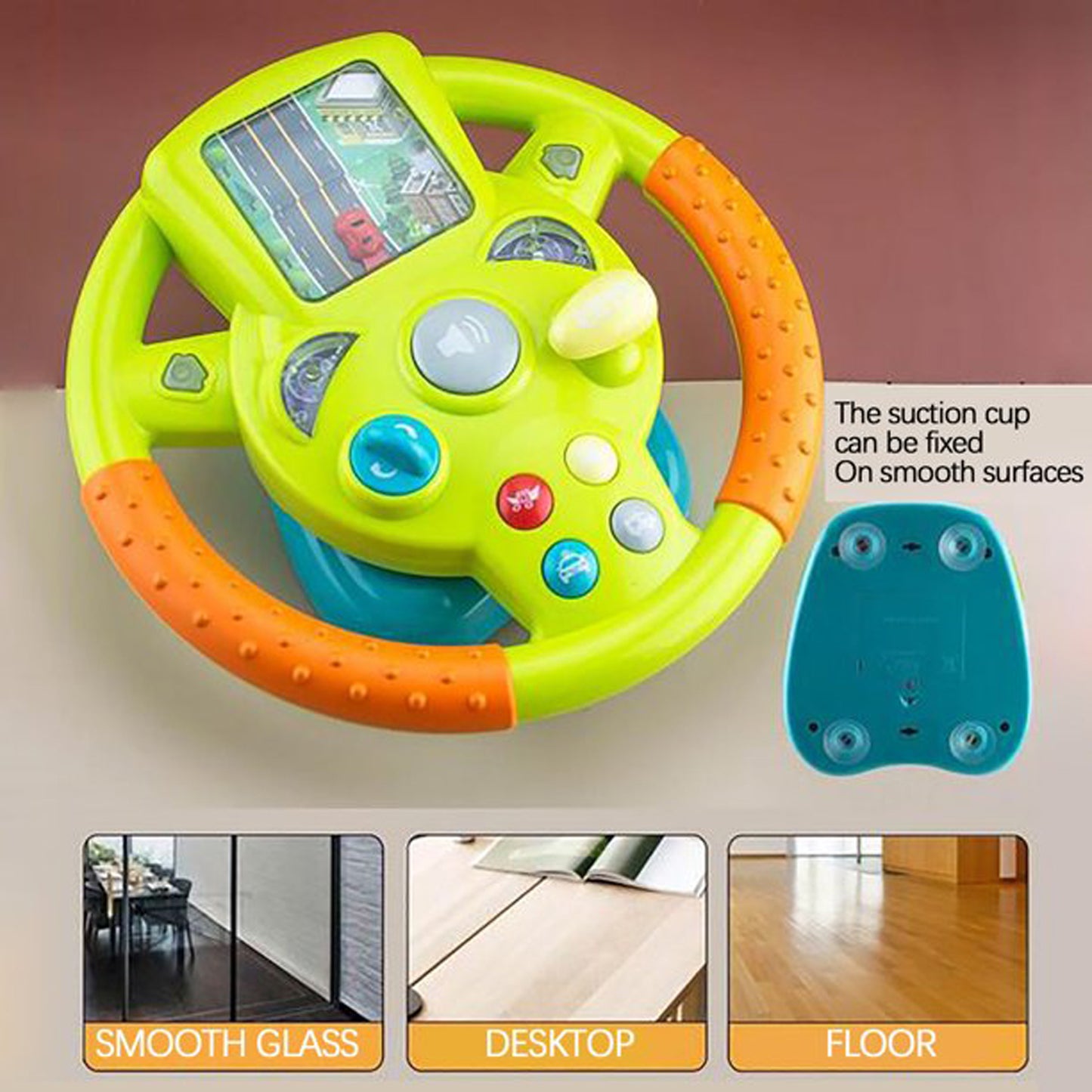 Car Simulation Steering Wheel Musical Toy for 3 Years+ Boys Girls.