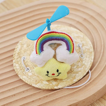 Pet Straw Hat Dragonfly Style Mini Dog Sombrero