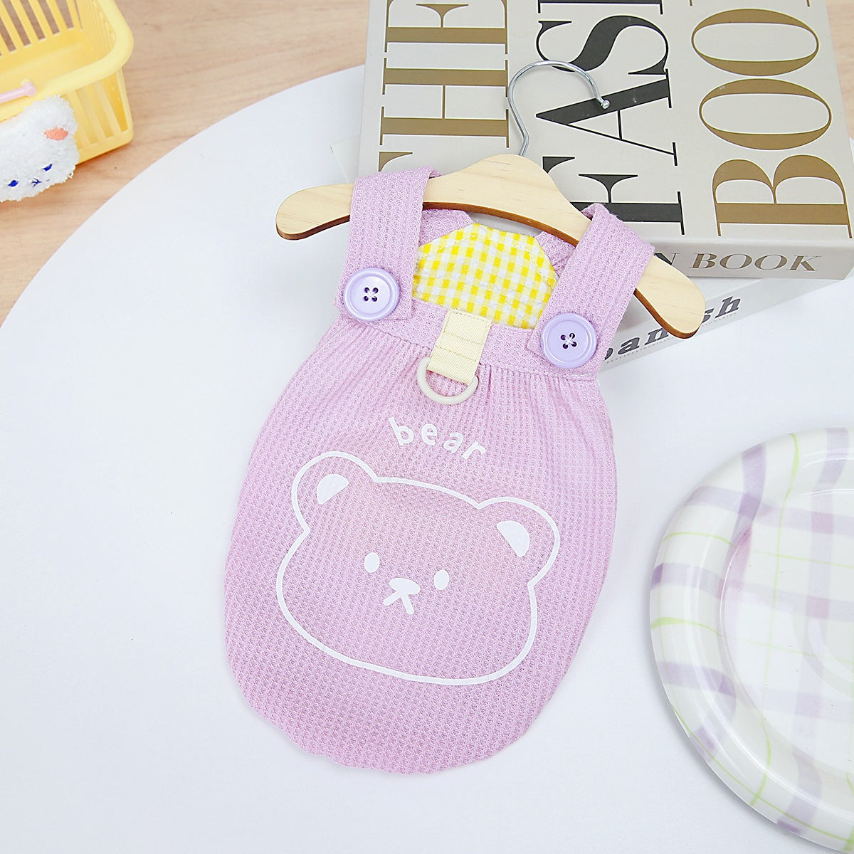 Cute Bear Printed Mini Check Pattern Pet Puppy Clothing.