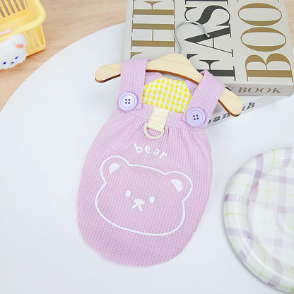 Cute Bear Printed Mini Check Pattern Pet Puppy Clothing.