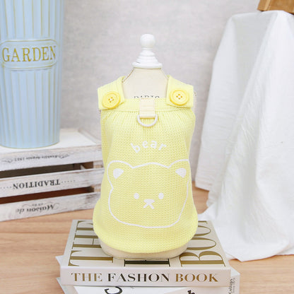 Cute Bear Printed Mini Check Pattern Pet Puppy Clothing.