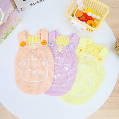 Cute Bear Printed Mini Check Pattern Pet Puppy Clothing.