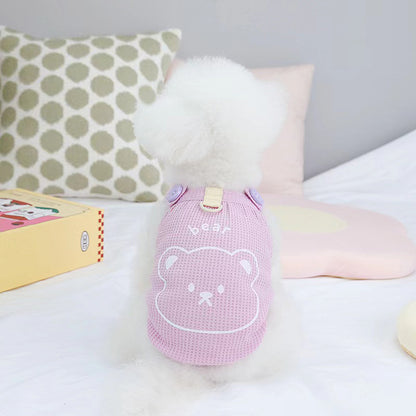 Cute Bear Printed Mini Check Pattern Pet Puppy Clothing.