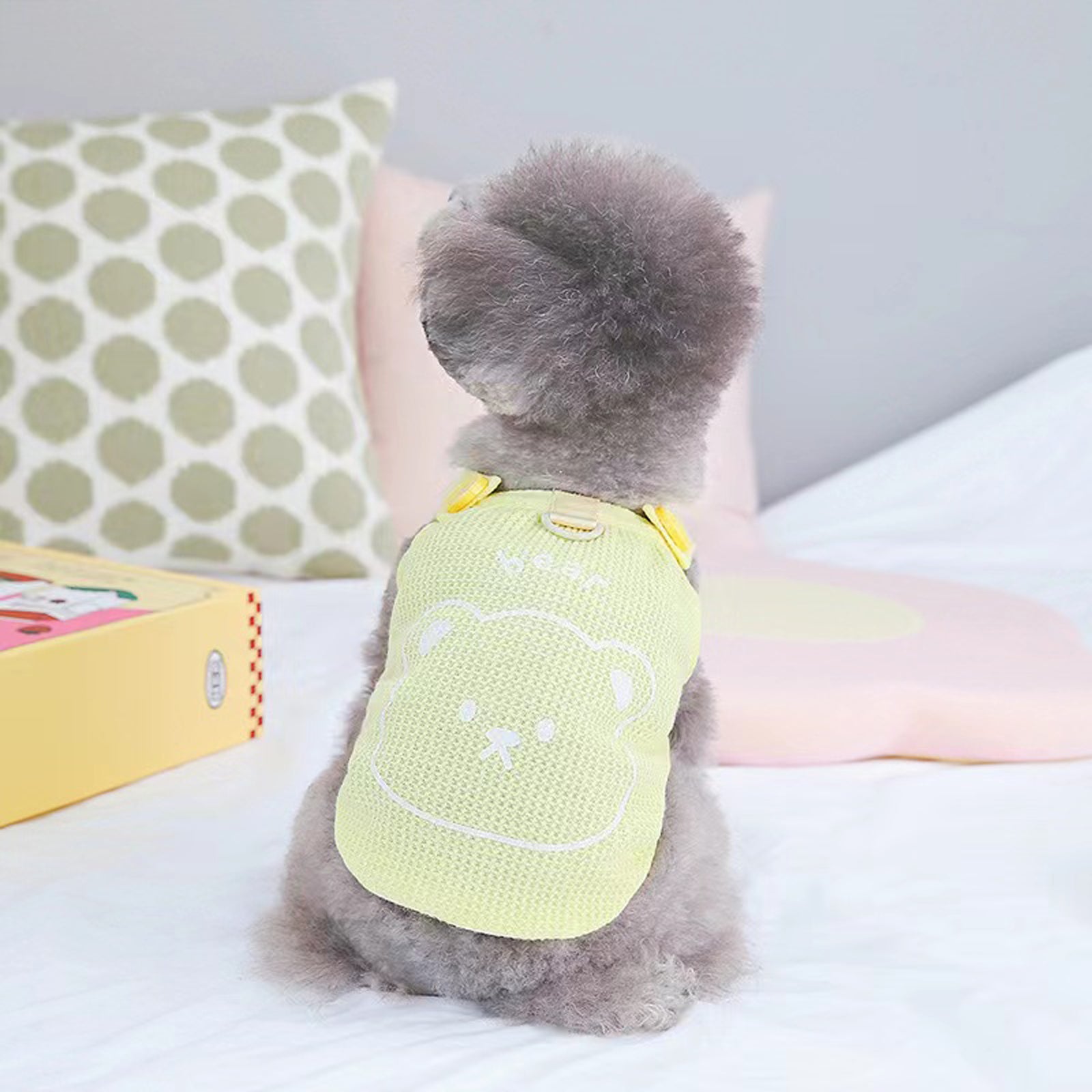 Cute Bear Printed Mini Check Pattern Pet Puppy Clothing.