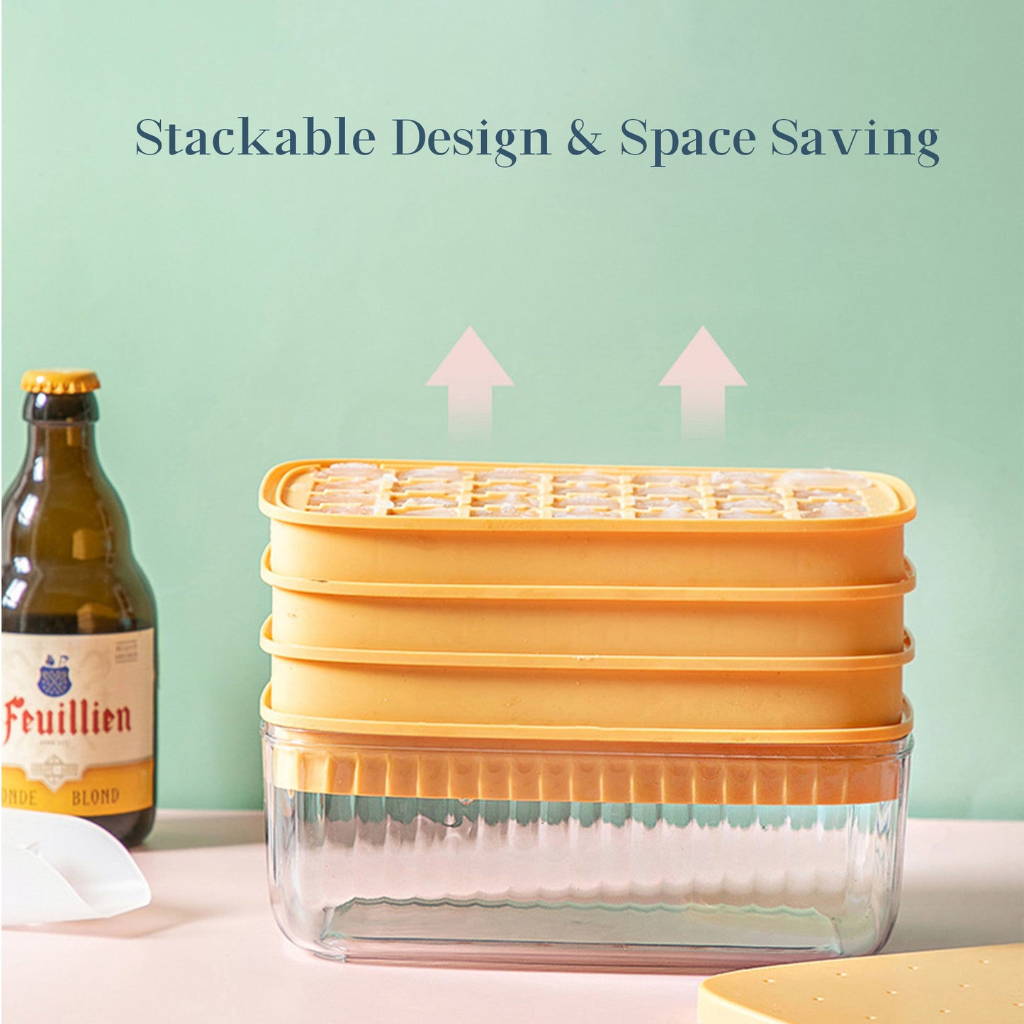 Stackable Silicone Ice Cube Trays Press to Release